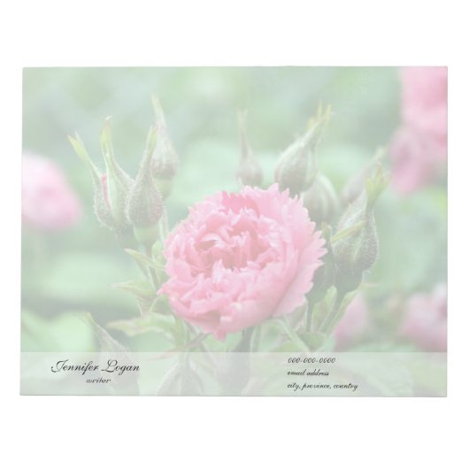 Bloc-note Fleur de rose rose, photographie florale. (Devant)