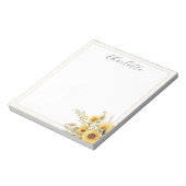 Bloc-note Fleur de tournesol à l'aquarelle rustique élégante (Tourné)