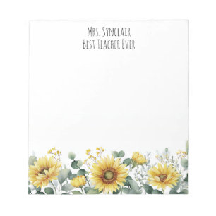 Bloc-note Fleur de tournesol personnalisée pour l'appréciati