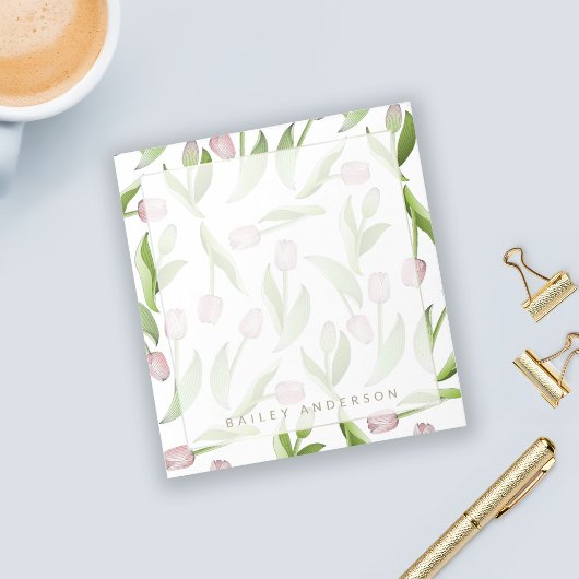 Bloc-note Fleur de tulipe rose botanique moderne personnalis
