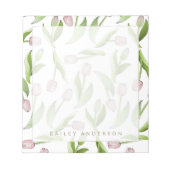 Bloc-note Fleur de tulipe rose botanique moderne personnalis (Devant)