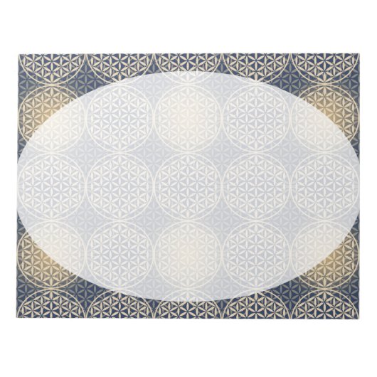 Bloc-note Fleur de vie - motif de timbre - sable bleu (Devant)