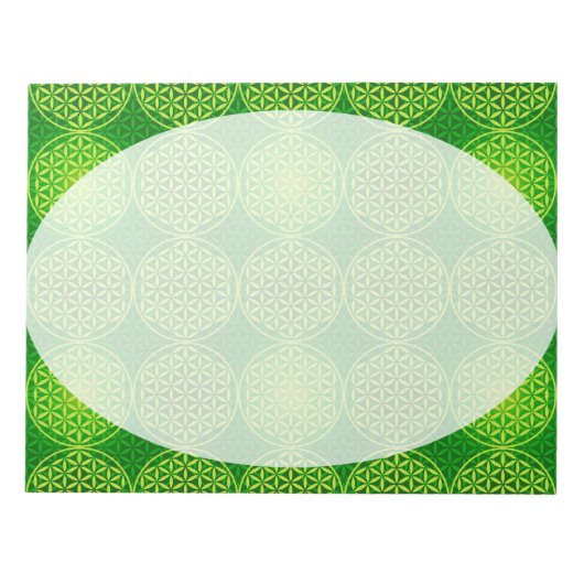Bloc-note Fleur de vie - motif de timbre - vert (Devant)