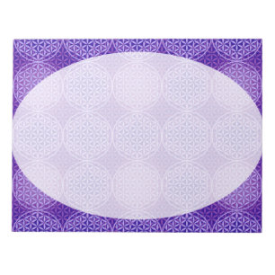 Bloc-note Fleur de vie - motif de timbre - violet