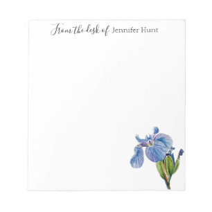 Bloc-note Fleur d'Iris bleue aquarelle