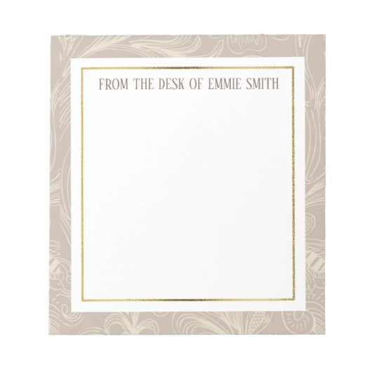 Bloc-note Fleur et or brun doux personnalisé (Devant)
