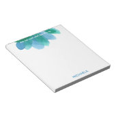 Bloc-note Fleur et prière personnalisée à l'aquarelle bleue (Incliné)