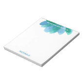 Bloc-note Fleur et prière personnalisée à l'aquarelle bleue (Tourné)