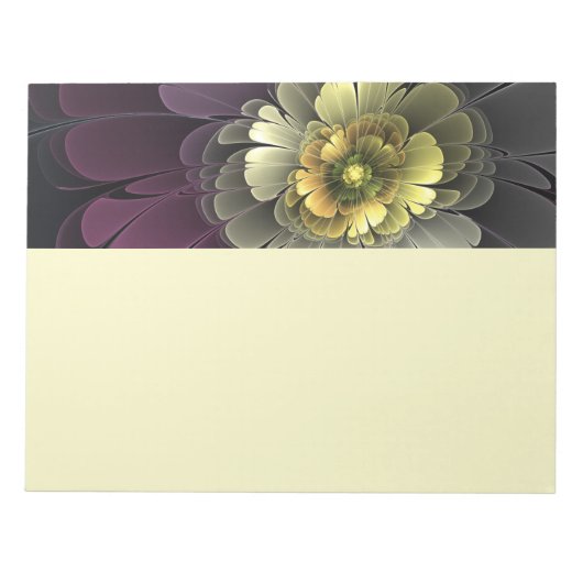 Bloc-note Fleur fractale grise pourpre moderne abstraite (Devant)