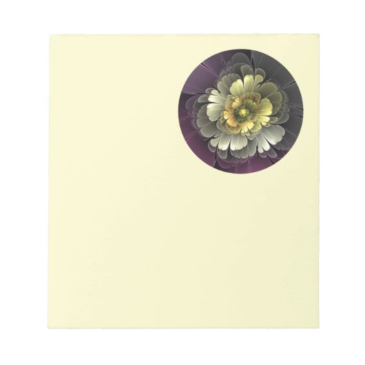 Bloc-note Fleur fractale grise pourpre moderne abstraite (Devant)