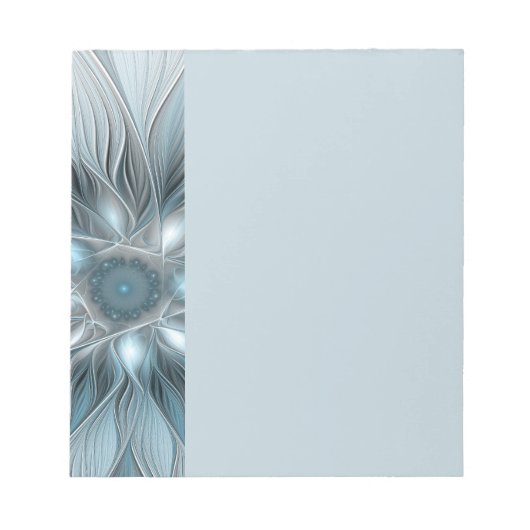 Bloc-note Fleur joyeuse abstraite fleur bleue grise fractale (Devant)