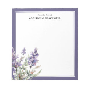 Bloc-note Fleur Lavande D'Aquarelle Violet Du Bureau De