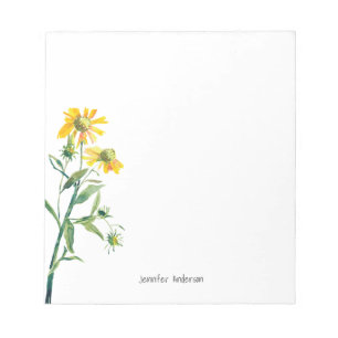 Bloc-note Fleur moderne aquarelle personnalisable de fleurs 