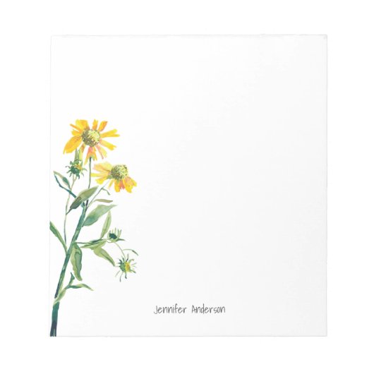 Bloc-note Fleur moderne aquarelle personnalisable de fleurs  (Devant)