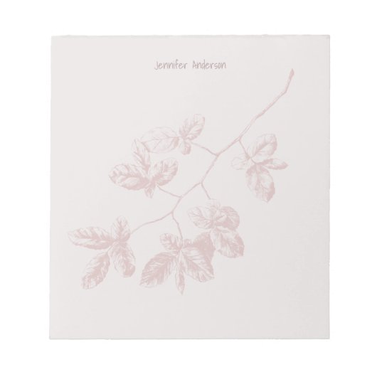 Bloc-note Fleur Moderne Personnaliser Nom Mauve Blush (Devant)