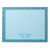 Bloc-note fleur motif marron turquoise (Devant)
