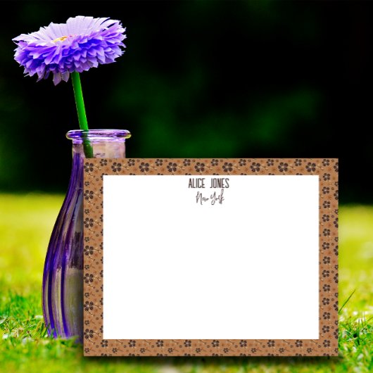 Bloc-note Fleur motif naturelle brun clair