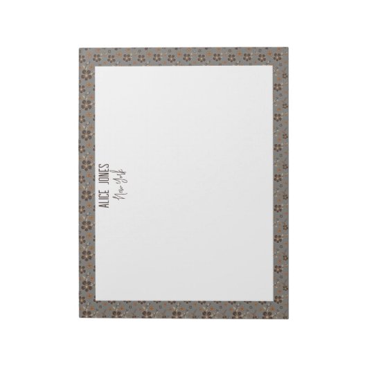 Bloc-note Fleur motif naturelle gris clair (Tourné)