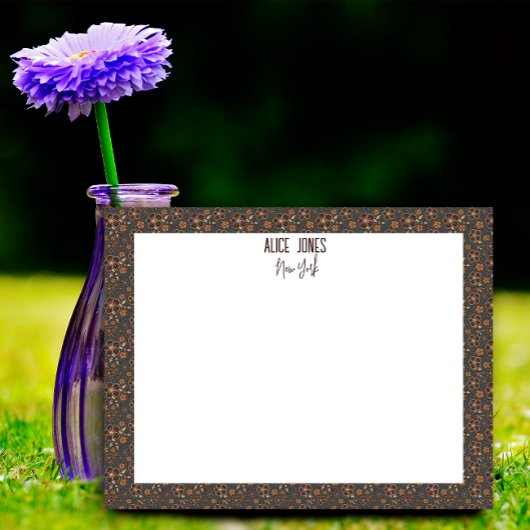 Bloc-note Fleur naturelle motif gris foncé