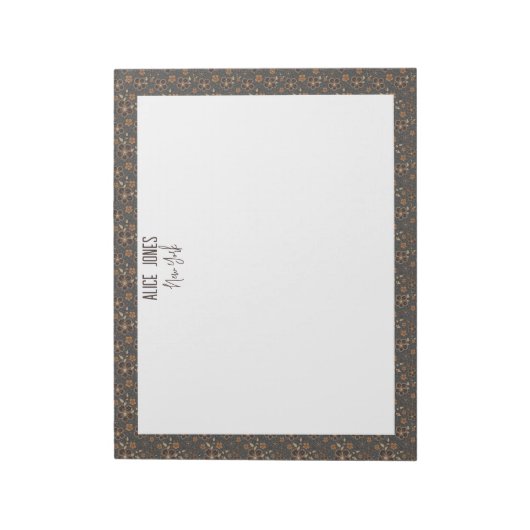 Bloc-note Fleur naturelle motif gris foncé (Tourné)