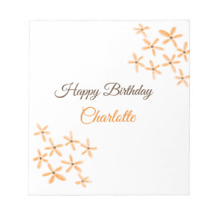 Bloc-note Fleur orange brune heureux anniversaire ajouter no