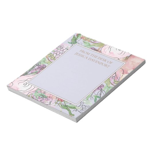 Bloc-note Fleur pastel bleu poussiéreux rose du bureau (Tourné)