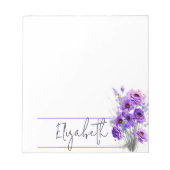 Bloc-note Fleur personnalisée violette (Devant)