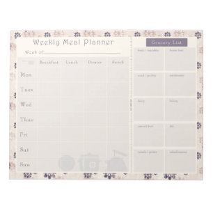 Bloc-note Fleur pourpre 2 de planificateur de repas