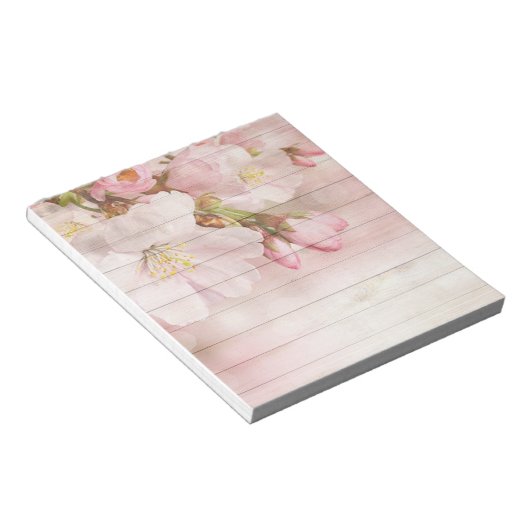 Bloc-note Fleur rose bois rustique Cerisier mural (Incliné)