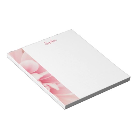 Bloc-note Fleur rose et nom (Incliné)