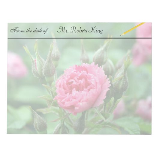 Bloc-note Fleur rose, photographie florale. (Devant)