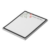 Bloc-note Fleur Rose rose tendance Bordure noire (Tourné)