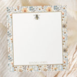 Bloc-note Fleur sauvage bleu abeille vintage personnalisé<br><div class="desc">Avec une belle aquarelle vintage graphique abeille et motif fleur sauvage ces blocs-notes personnalisés font des cadeaux mignons pour elle! Ajoutez un nom à l'aide de la fonction de personnalisation.</div>