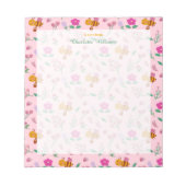 Bloc-note fleur sauvage chic rose aquarelle abeille Nom du m (Devant)