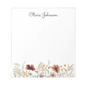 Bloc-note Fleur sauvage d'aquarelle personnalisé Joli floral (Devant)