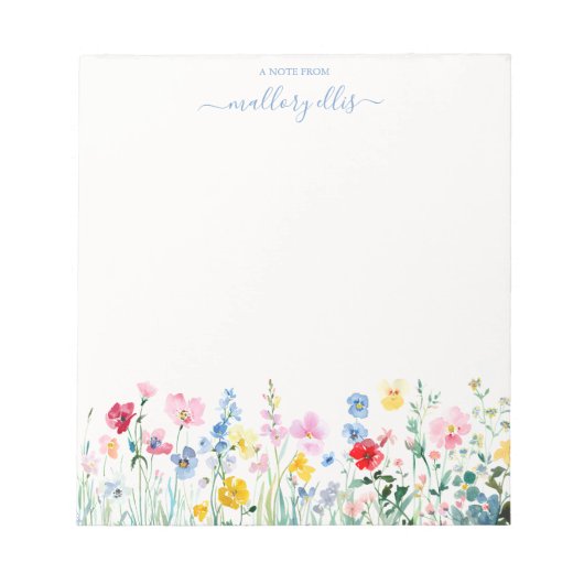 Bloc-note Fleur sauvage d'aquarelle vive Meadow personnalisé (Devant)