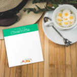 Bloc-note fleur sauvage vintage vert<br><div class="desc">Fleur botanique jaune orangé rouge aquarelle Notepad. Papeterie personnalisée. Ajoutez votre nom.</div>