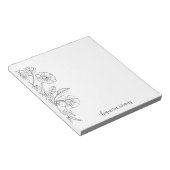Bloc-note Fleur Stylée Mignonne Unique Moderne Noir & Blanc (Incliné)