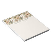 Bloc-note Fleur tropicale aquarelle verte et crème (Incliné)