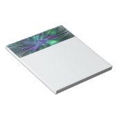 Bloc-note Fleur verte abstraite moderne fractale violette (Incliné)