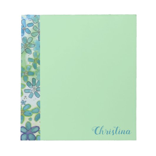 Bloc-note Fleur verte éclatée personnalisée (Devant)