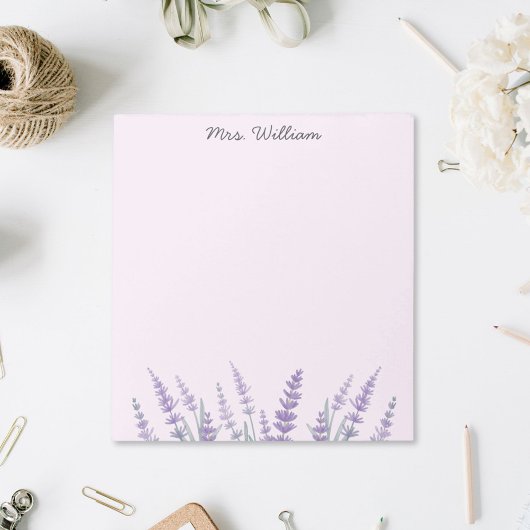 Bloc-note Fleurale aquarelle lavande violette