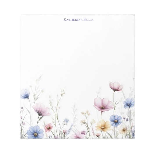 Bloc-note Fleurs à l'aquarelle Bordure inférieure Fleurs sau (Devant)