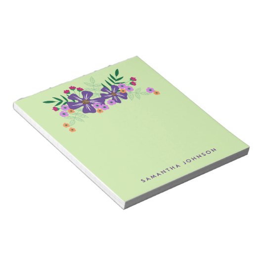 Bloc-note Fleurs à main violet, personnalisées (Incliné)