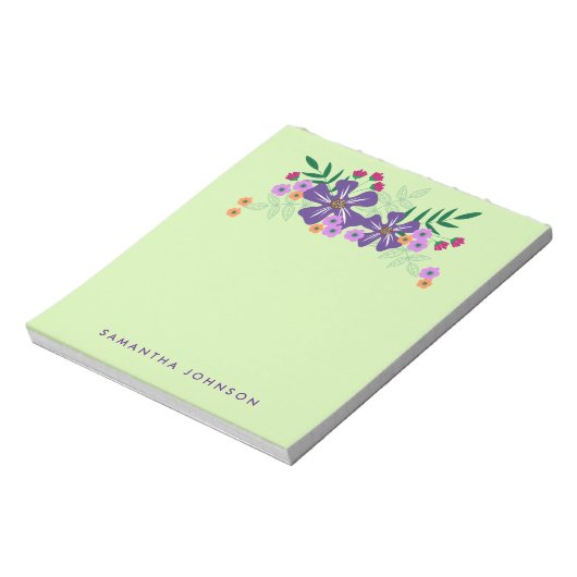 Bloc-note Fleurs à main violet, personnalisées (Tourné)