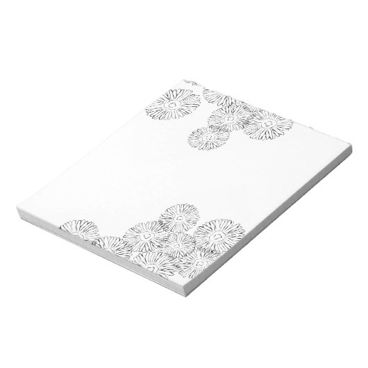 Bloc-note Fleurs abstraites de printemps noir et blanc (Tourné)