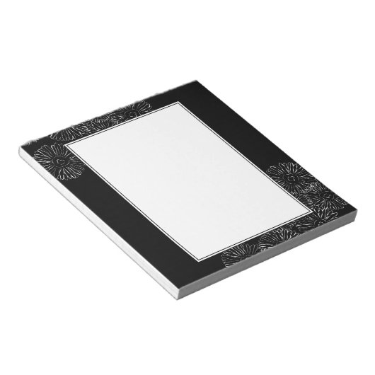 Bloc-note Fleurs abstraites de printemps noir et blanc (Incliné)