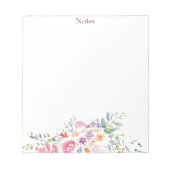 Bloc-note Fleurs aquarelle personnalisées (Devant)