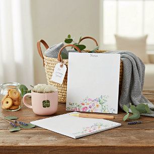 Bloc-note Fleurs aquarelle personnalisées