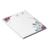 Bloc-note Fleurs aquarelles bordeaux et bleu (Incliné)